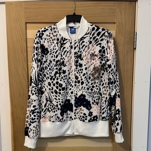 Adidas Black and White Bomber Jacket with Abstract Print